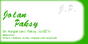 jolan paksy business card